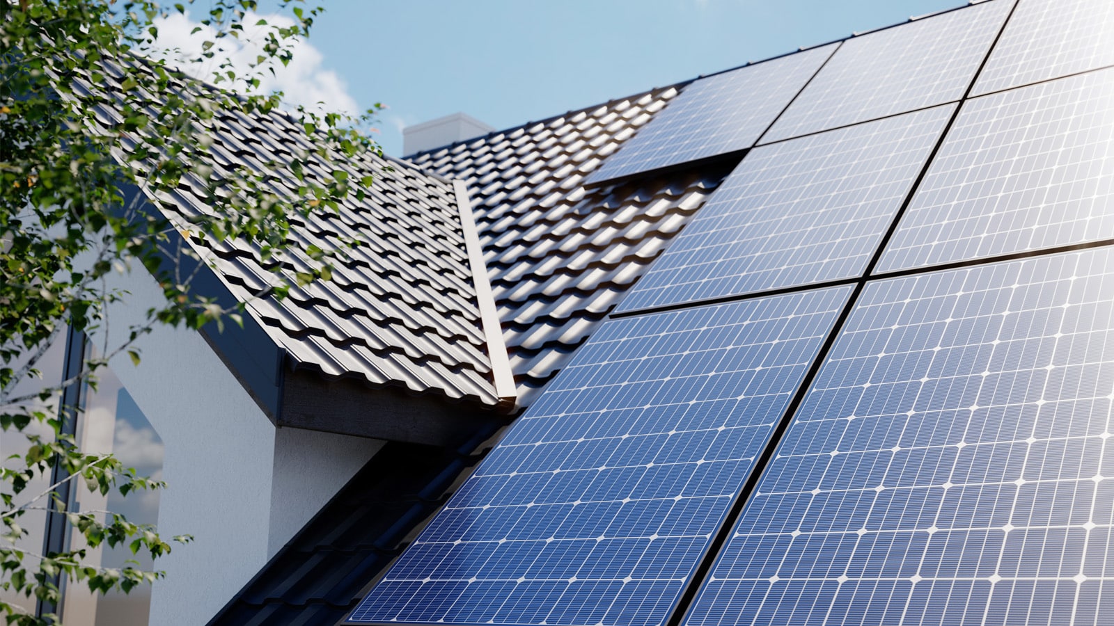 Triton Solar & Roofing: Solar Division Home Page Image Background: A Colorado Springs home with tile roofing and solar panels
